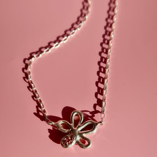Bespoke Pink Tourmaline Flower Necklace