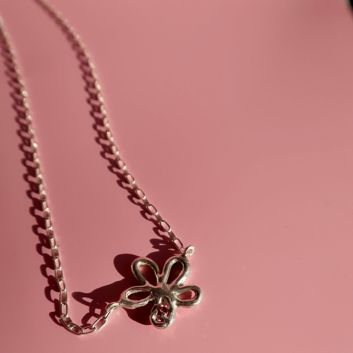 Bespoke Pink Tourmaline Flower Necklace