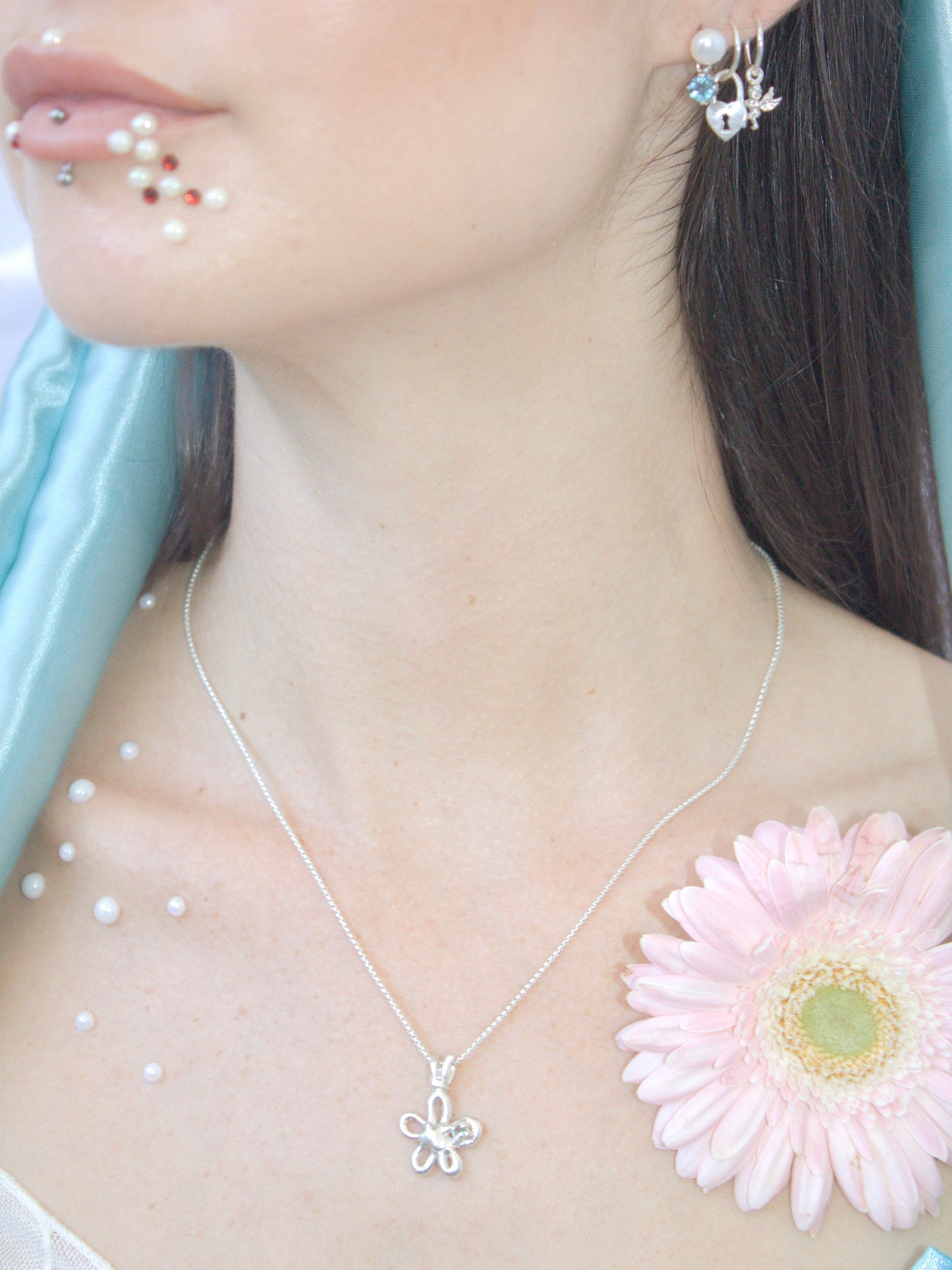 Bespoke Blue Sapphire Flower Necklace