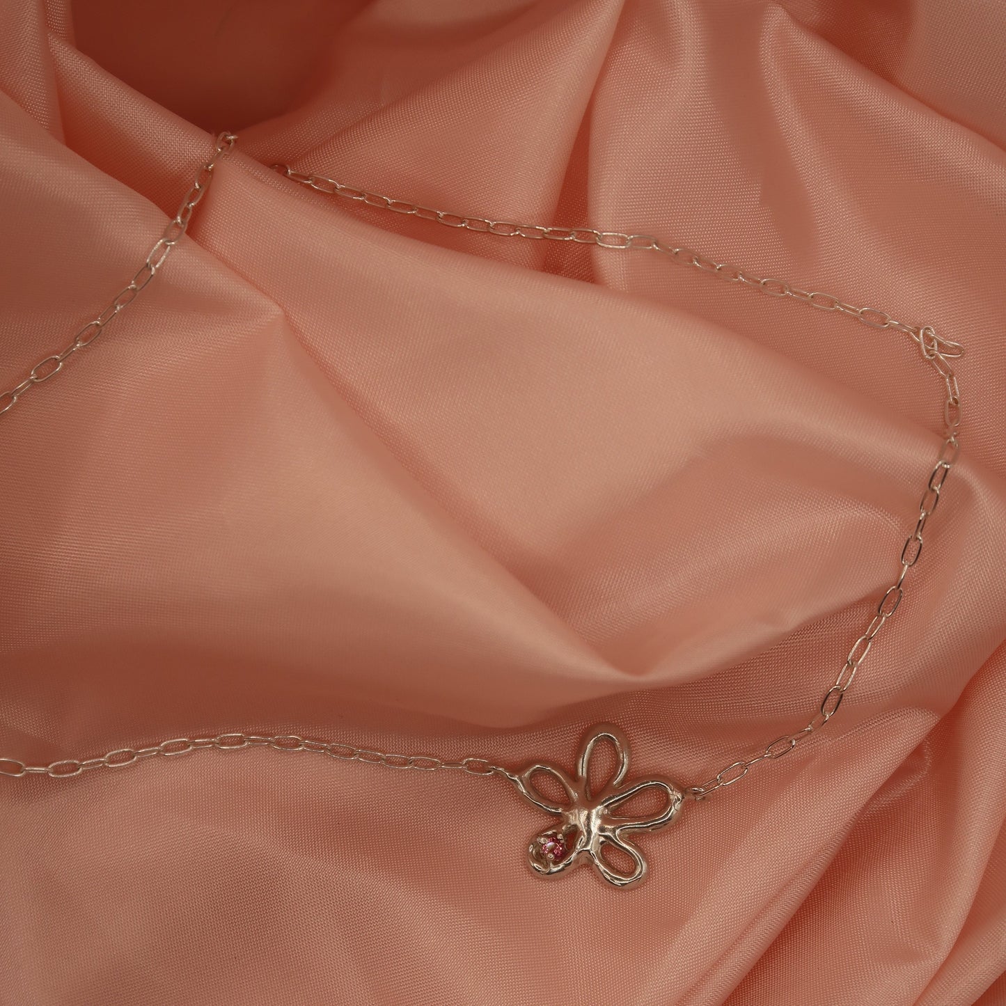 Bespoke Pink Tourmaline Flower Necklace